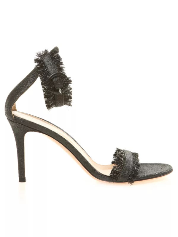 【二手】GIANVITO ROSSI 金屬感流蘇高跟涼鞋 36.5
