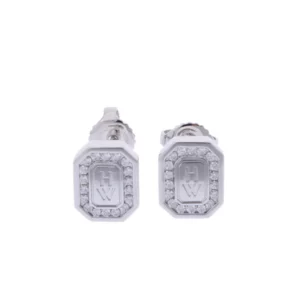 【二手】HARRY WINSTON 18K 白金HW LOGO 耳環 RR2147