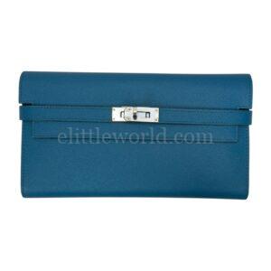 【二手】HERMES KELLY 藍色長錢包 PD2203