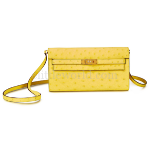 【未使用品】HERMES KELLY TO GO 鴕鳥皮肩帶錢包 E13301