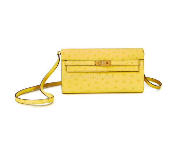 【未使用品】HERMES KELLY TO GO 鴕鳥皮肩帶錢包 E13301