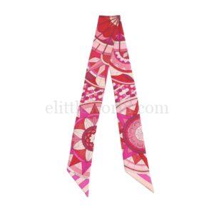 【二手】HERMES ROSE DE COMPAS TWILLY 絲巾 E23234