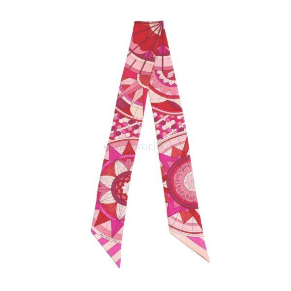 【二手】HERMES ROSE DE COMPAS TWILLY 絲巾 E23234