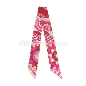 【二手】HERMES ROSE DE COMPAS TWILLY 絲巾 E23236