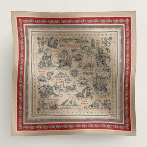 【全新】HERMES TATOUAGES MARINS BANDANA 羊絨圍巾 140 E13352
