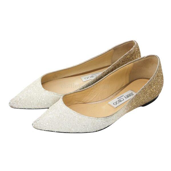 【二手】JIMMY CHOO 閃礫平底鞋 35.5 E11829