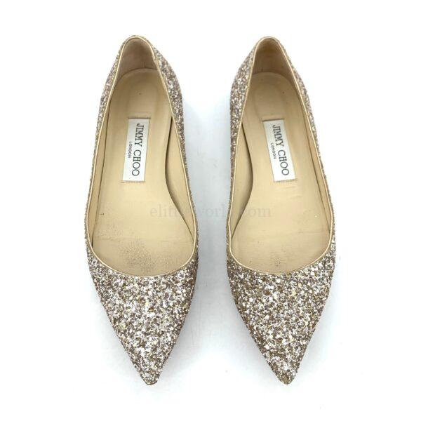 【二手】JIMMY CHOO 閃礫平底鞋 36 S1054
