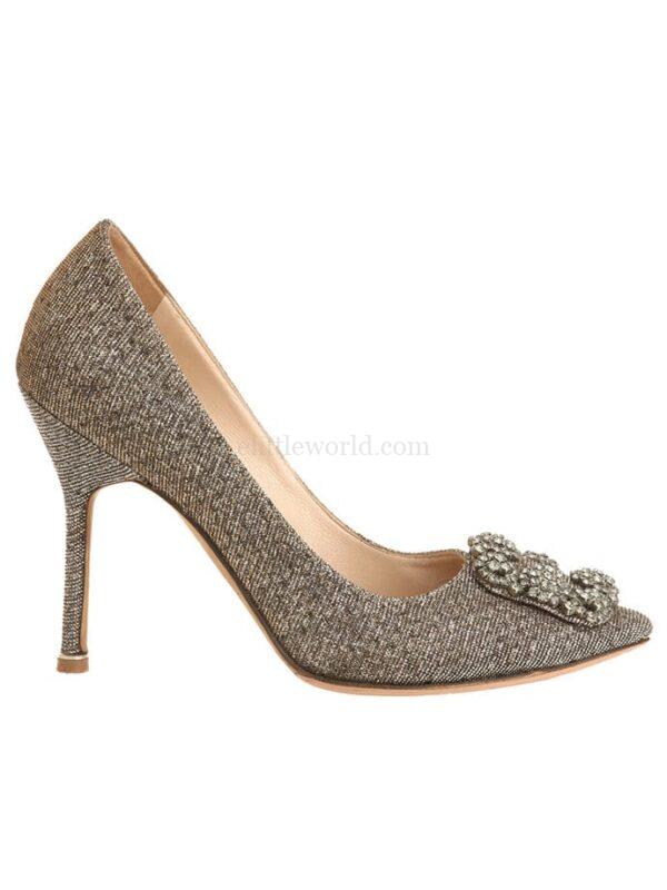 【二手】MANOLO BLAHNIK HANGISI 水鑽扣高跟鞋 36