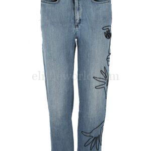 【二手】MOSCHINO 縫線圖案錐形牛仔褲 38
