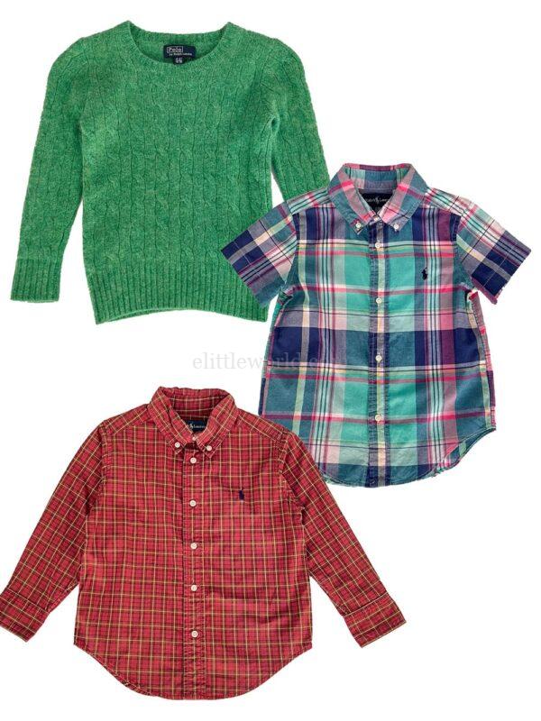 【二手】RALPH LAUREN KIDS 童裝毛衣及襯衫三件套 3-4Y
