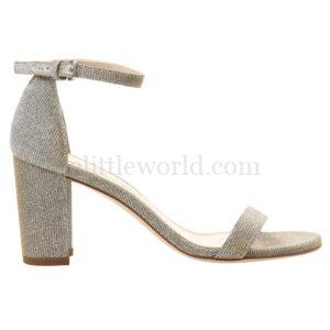 【二手】STUART WEITZMAN 金屬感系踝帶高跟鞋 37