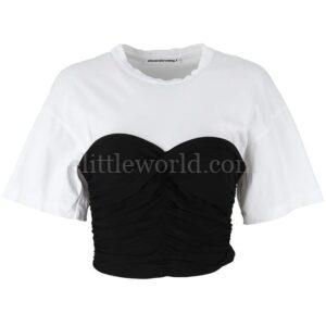 【二手】T BY ALEXANDER WANG 褶飾拼色T恤 S