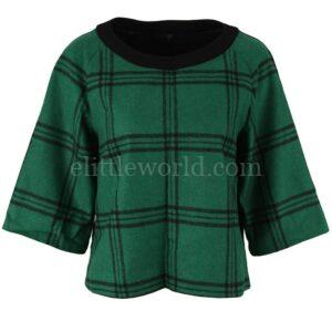 【二手】TIBI 格紋印花拼接上衣 S