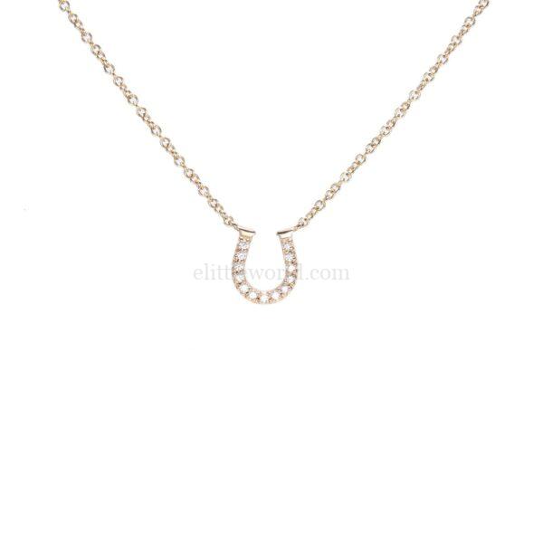 【二手】TIFFANY 18K 黃金迷你馬蹄鑽石項鏈 B1196