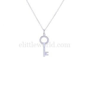 【二手】TIFFANY & CO. KEYS 18K白金半鑽迷你鑰匙項鏈 Y0260