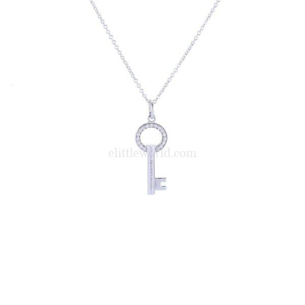 【二手】TIFFANY & CO. KEYS 18K白金半鑽迷你鑰匙項鏈 Y0260
