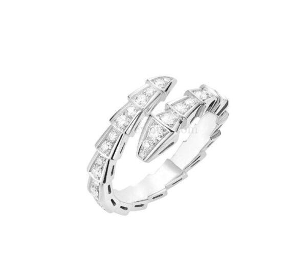 【二手】BVLGARI SERPENTI 18K 白金鑽石戒指 M PD2794