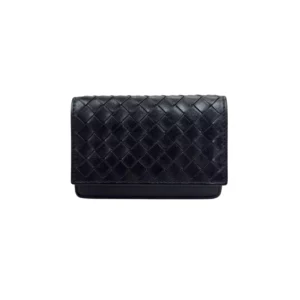 【二手】BOTTEGA VENETA 黑色 織皮卡包 PD2459