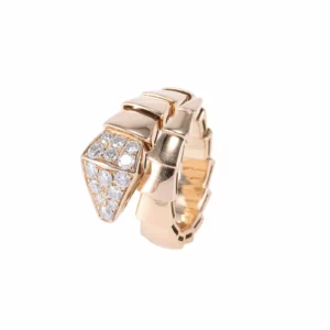【二手】BVLGARI SERPENTI VIPER 18K 玫瑰金鑽石戒指 VV1036