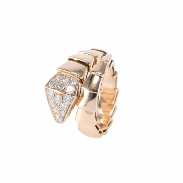 【二手】BVLGARI SERPENTI VIPER 18K 玫瑰金鑽石戒指 VV1036