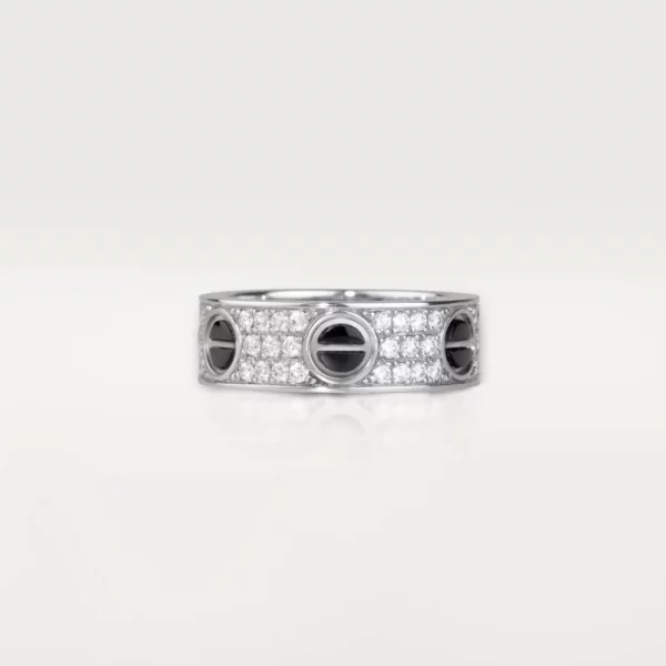 【二手】CARTIER LOVE 18K白金陶瓷鑽石戒指 54 RR2575