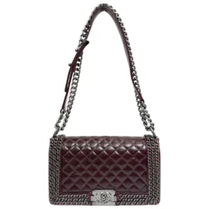 【二手】CHANEL BOY 酒紅色翻蓋手袋 PD2639