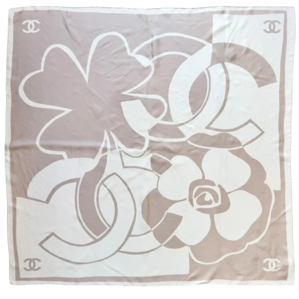 【二手】CHANEL CC 四葉草 拼色 90 絲巾 PD2531