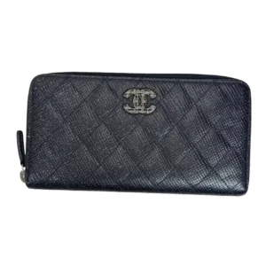 【二手】CHANEL CC 閃粉 黑色 拉鍊長錢包 PD2589