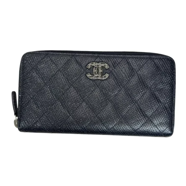 【二手】CHANEL CC 閃粉 黑色 拉鍊長錢包 PD2589
