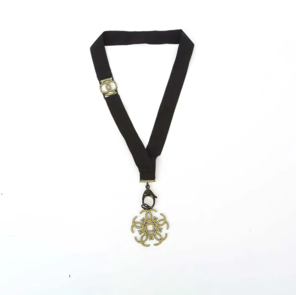 【二手】CHANEL CC 水晶綴飾絲帶項鍊 VV1006