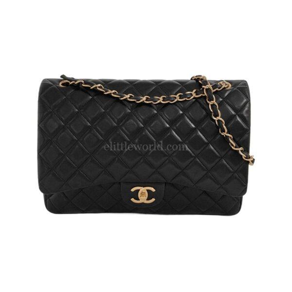 【二手】CHANEL CLASSIC FLAP MAXI 黑色翻蓋鏈單肩包 PD2668