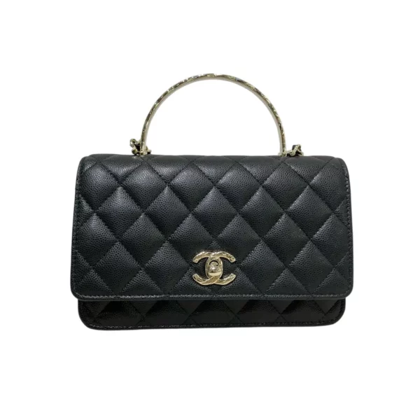 【未使用品】CHANEL WOC 19 黑色翻蓋鏈單肩包 PD2438