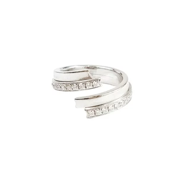 【二手】CHAUMET 18K白金拼鑽石戒指 50 PD2619