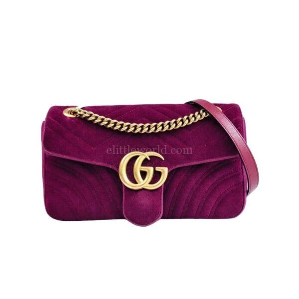 【二手】GUCCI GG MARMONT 絨面單肩包 443497 RR2670