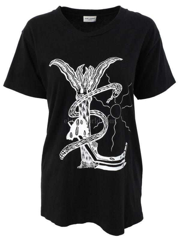 【二手】SAINT LAURENT 圖案印花T恤 M