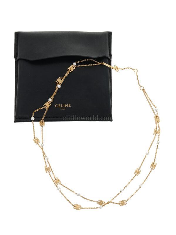 【二手】CELINE LES PERLES 金色飾面雙圈項鍊