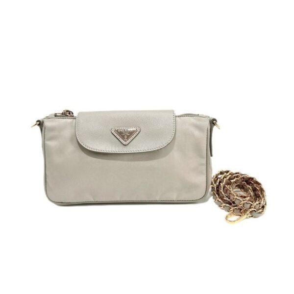 【二手】PRADA RE-EDITION 帆布灰色手袋 PD2575