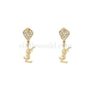 【二手】SAINT LAURENT LOGO 水晶耳環 PD2722