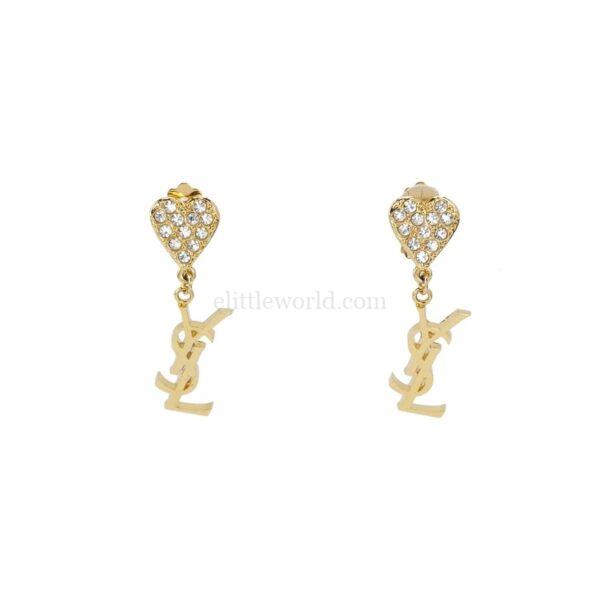 【二手】SAINT LAURENT LOGO 水晶耳環 PD2722