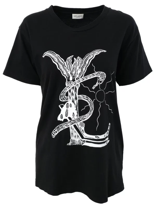 【二手】SAINT LAURENT 圖案印花T恤 M