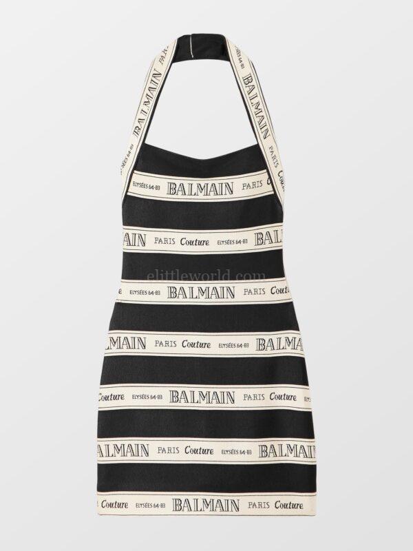 Balmain logo 提花挂脖迷你连衣裙 (TESTING)