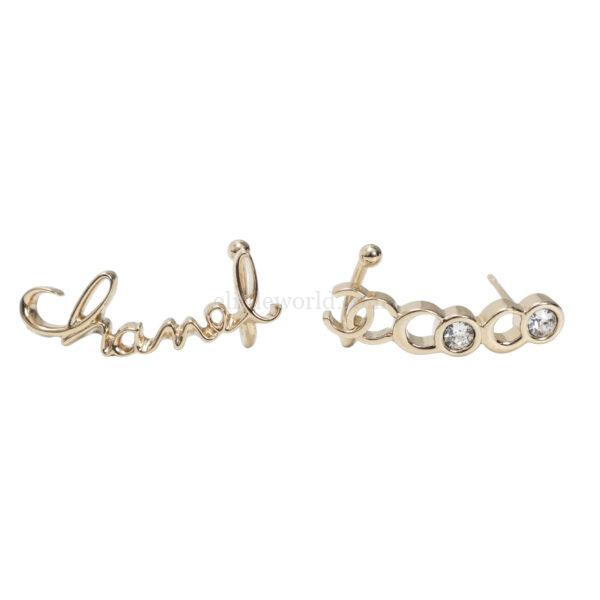 【二手】CHANEL 字母水晶耳環 E24704