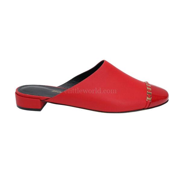 【未使用品】SALVATORE FERRAGAMO VARA 鏈條密兒平底拖鞋 9.5 E24724