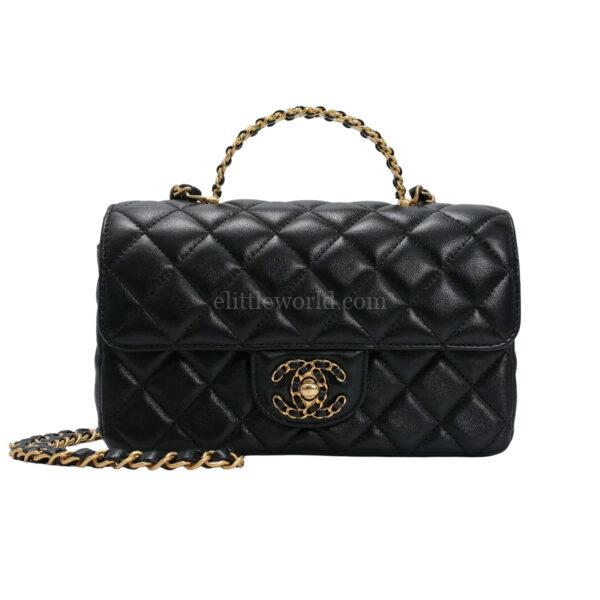 【二手】 CHANEL 迷你頂部提把翻蓋包 AS4362 E24734