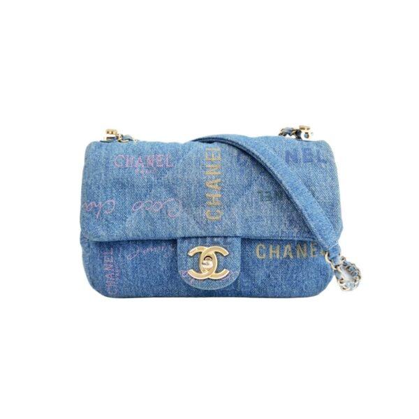 【二手】CHANEL 牛仔布小號垂蓋手袋 RR2770