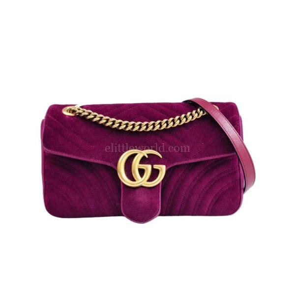 【二手】GUCCI GG MARMONT 絨面單肩包 443497 RR2906