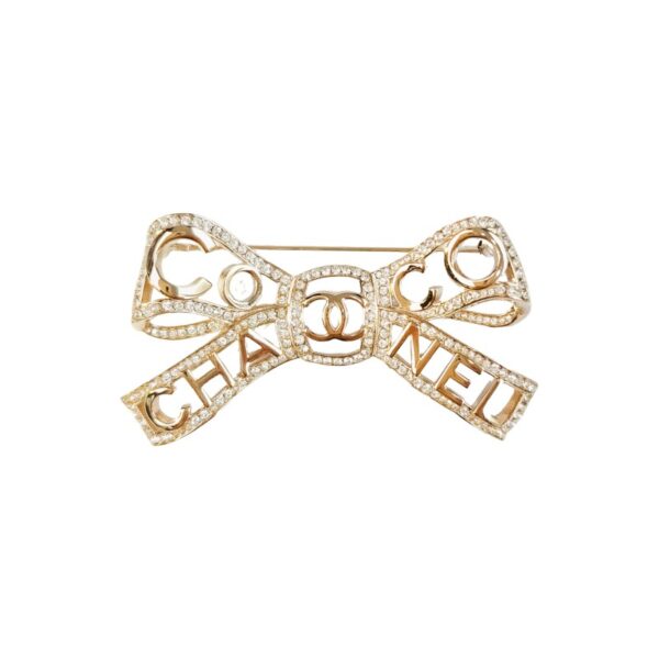 【二手】CHANEL CC 蝴蝶結胸針 AB4882 RR3014