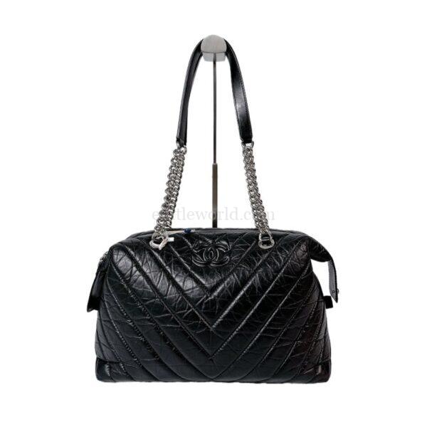 【二手】CHANEL CHEVRON 保齡袋 RR2875