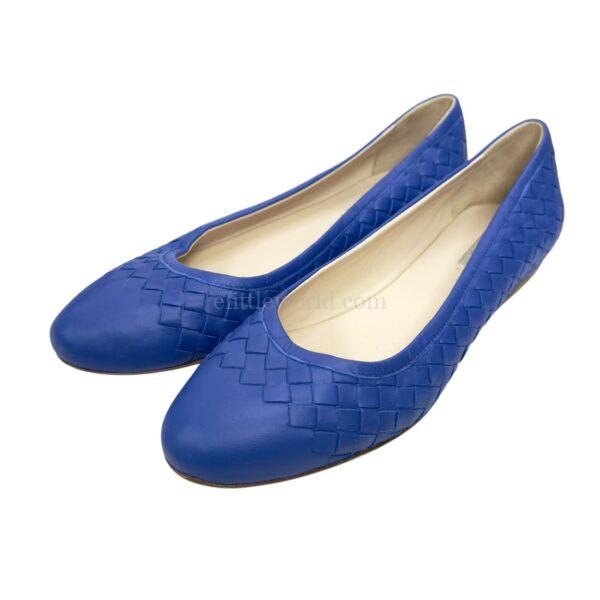 【二手】BOTTEGA VENETA  藍色 編織芭蕾平底鞋 37.5 PD2880