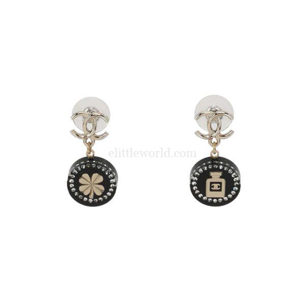 【二手】CHANEL CC 四葉草香水瓶耳環 PD2881